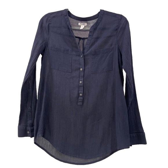 Old Navy Tops - Old Navy Women's Gauzy Long Sleeve Blouse; Stretchy; Navy; Size S
